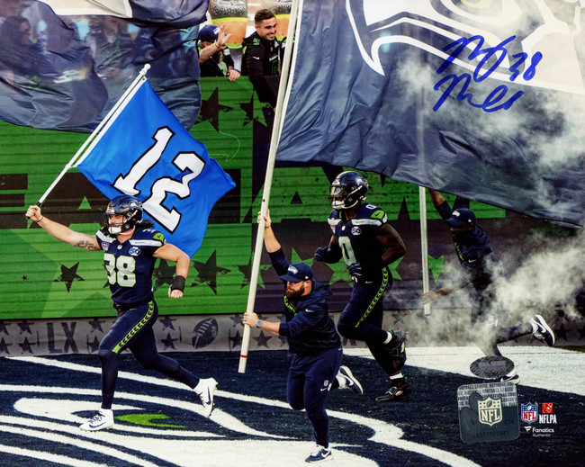 Brady Russell Autographed 8x10 Photo Seattle Seahawks 12th Man Flag MCS Holo Stock #268016