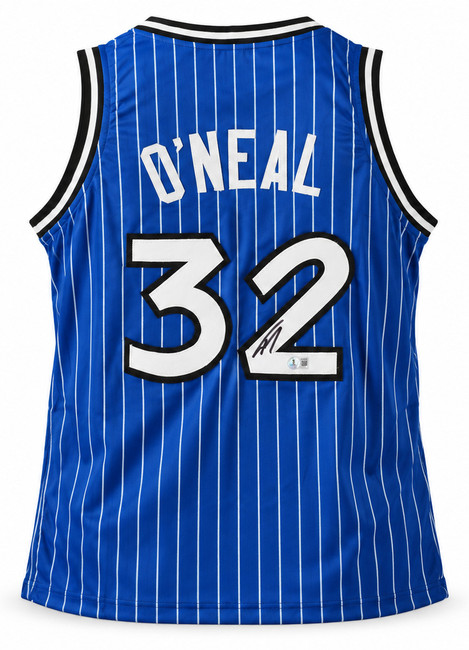 Orlando Magic Shaquille O'Neal Autographed Blue Pinstripe Jersey Beckett BAS QR Stock #267980