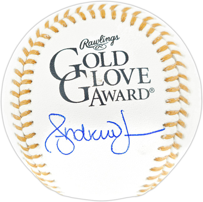Andruw Jones Autographed Official Gold Glove Logo Baseball Atlanta Braves Beckett BAS Witness Stock #268127