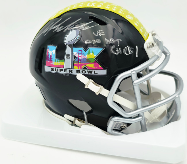 Mike Macdonald Autographed Seattle Seahawks Black Super Bowl LX Logo Speed Mini Helmet "We Did Not Care" Beckett BAS Witness #4W869569