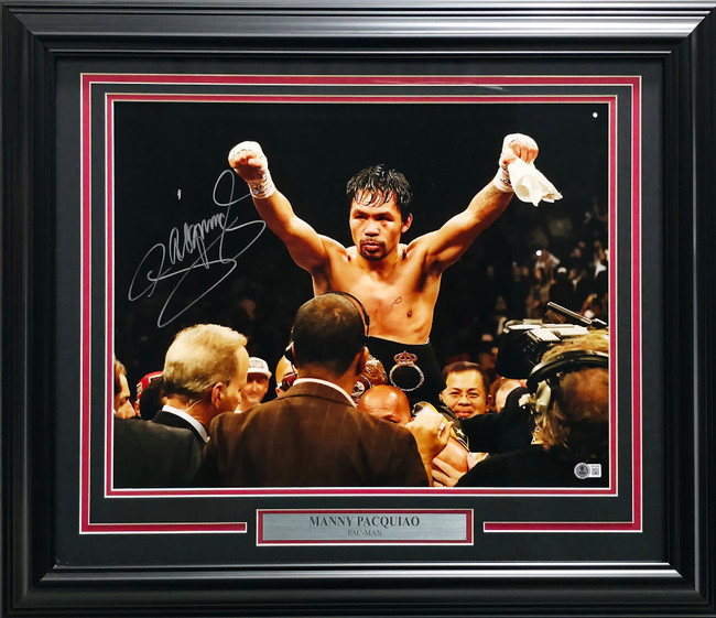 Manny Pacquiao Autographed Framed 16x20 Photo Beckett BAS Witness #4W629956