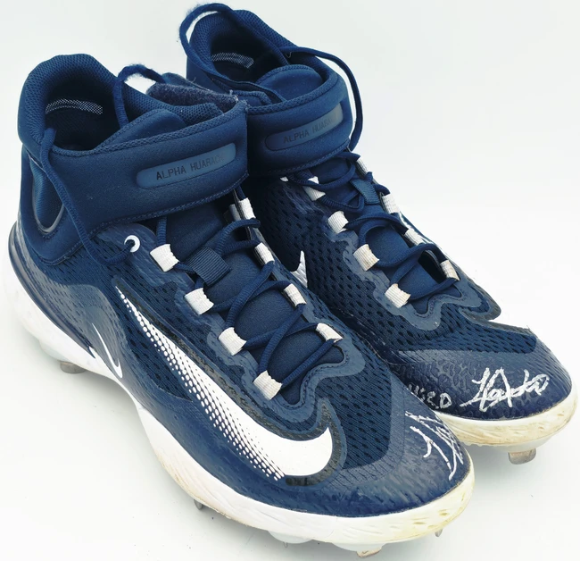 Lazaro Montes Autographed Game Used Blue Nike Rookie Cleats Seattle Mariners "2026 GU" MCS Holo #91054 & 91055