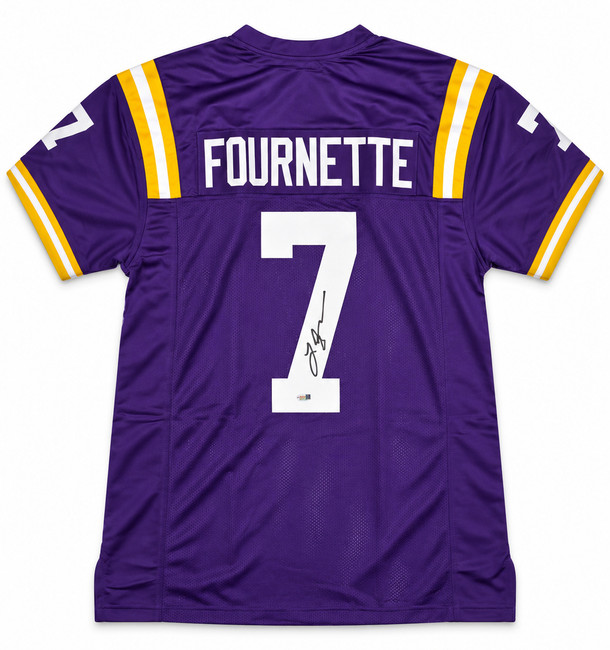 LSU Tigers Leonard Fournette Autographed Purple Jersey JSA Witness Stock #268181