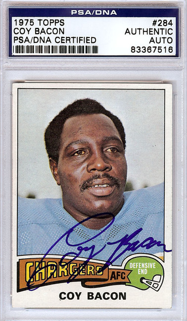 Coy Bacon Autographed 1975 Topps Card #284 San Diego Chargers PSA/DNA #83367516