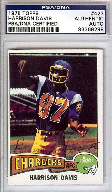 Harrison Davis Autographed 1975 Topps Rookie Card #423 San Diego Chargers PSA/DNA #83369298