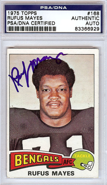 Rufus Mayes Autographed 1975 Topps Card #168 Cincinnati Bengals PSA/DNA #83366929