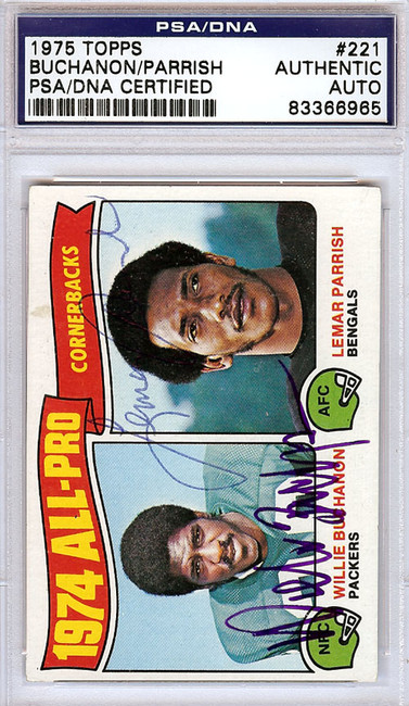 Willie Buchanon & Lemar Parrish Autographed 1975 Topps Card #221 PSA/DNA #83366965