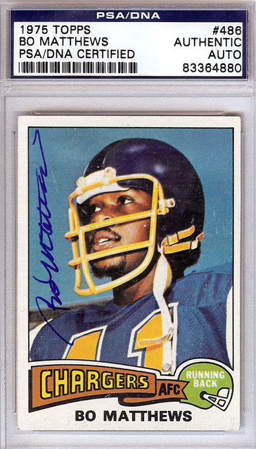 Bo Matthews Autographed 1975 Topps Card #486 San Diego Chargers PSA/DNA #83364880