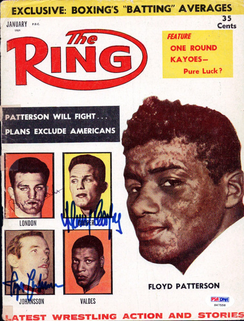 Ingemar Johansson, Harry Cooper & Brian London Autographed The Ring Magazine Cover PSA/DNA #S47558