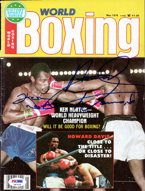 Ken Norton & Howard Davis Autographed Boxing World Magazine Cover PSA/DNA #S47596