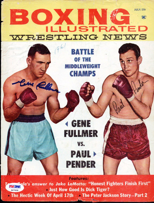 Gene Fullmer & Paul Pender Autographed Boxing Illustrated Magazine Cover PSA/DNA #S47639