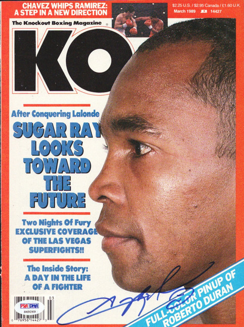 Sugar Ray Leonard Autographed KO Boxing Magazine Cover PSA/DNA #S49269