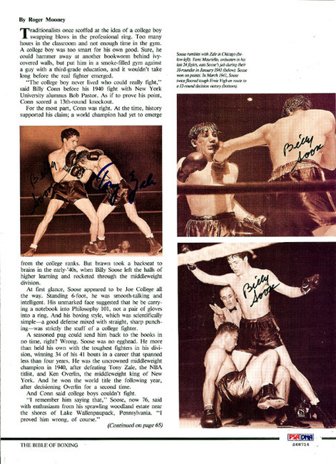 Billy Soose & Tony Zale Autographed Magazine Page Photo PSA/DNA #S48714