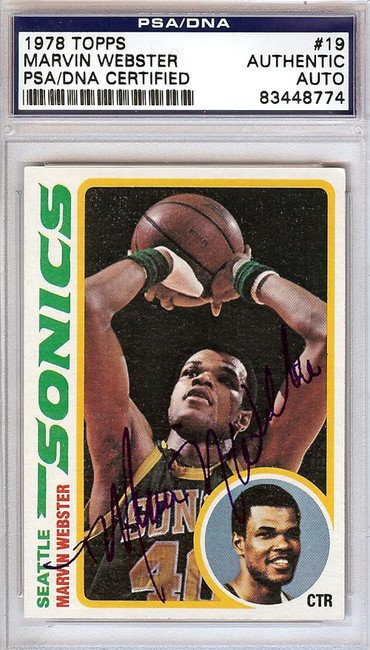 Marvin Webster Autographed 1978 Topps Card #19 Seattle Sonics PSA/DNA #83448774