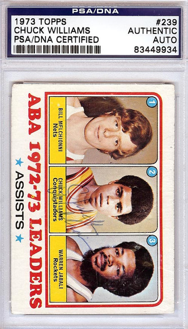 Chuck Williams Autographed 1973 Topps Card #239 San Diego Conquistadors PSA/DNA #83449934