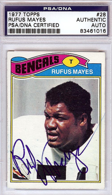 Rufus Mayes Autographed 1977 Topps Card #28 Cincinnati Bengals PSA/DNA #83461016