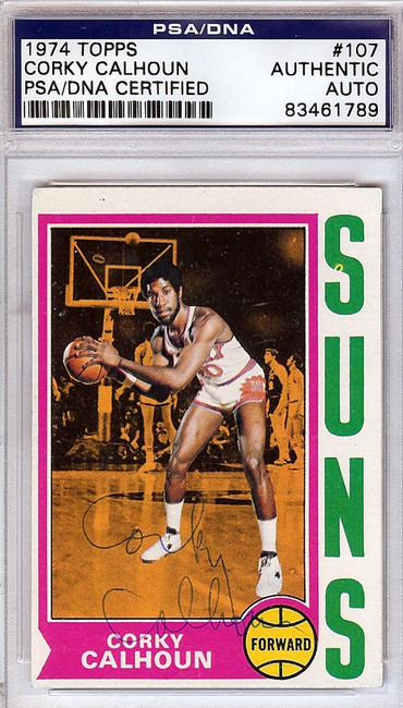 Corky Calhoun Autographed 1974 Topps Card #107 Phoenix Suns PSA/DNA #83461789