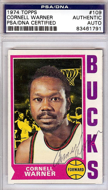 Cornell Warner Autographed 1974 Topps Card #109 Milwaukee Bucks PSA/DNA #83461791