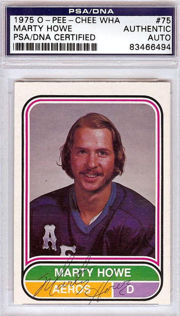 Marty Howe Autographed 1975 O-Pee-Chee WHA Rookie Card #75 Houston Aeros PSA/DNA #83466494