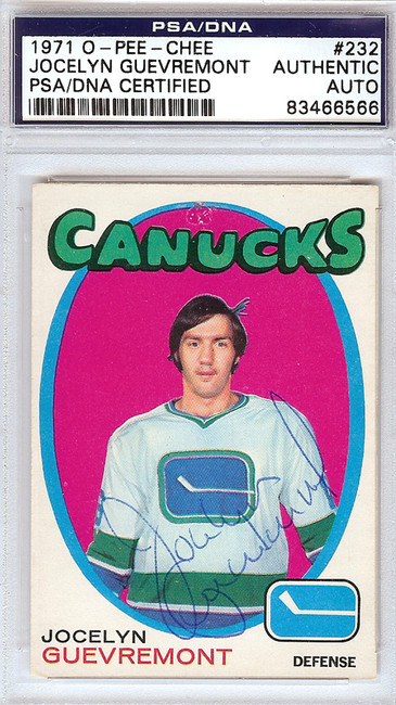 Jocelyn Guevremont Autographed 1971 O-Pee-Chee Rookie Card #232 Vancouver Canucks PSA/DNA #83466566