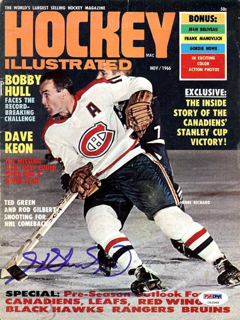 Henri Richard Autographed Hockey Illustrated Magazine Cover Montreal Canadiens PSA/DNA #U93588