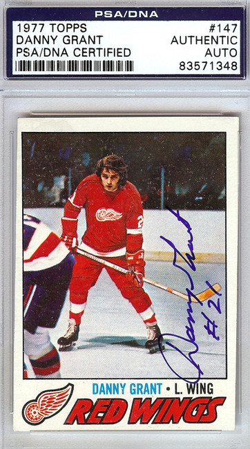 Danny Grant Autographed 1977 Topps Card #147 Detroit Red Wings PSA/DNA #83571348