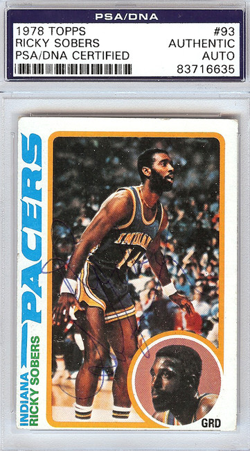 Ricky Sobers Autographed 1978 Topps Card #93 Indiana Pacers PSA/DNA #83716635