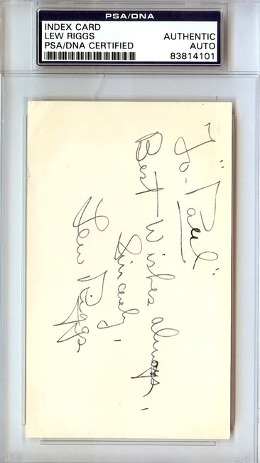 Lew Riggs Autographed 3x5 Index Card Los Angeles Dodgers, Cincinnati Reds "To Paul Best Wishes" PSA/DNA #83814101