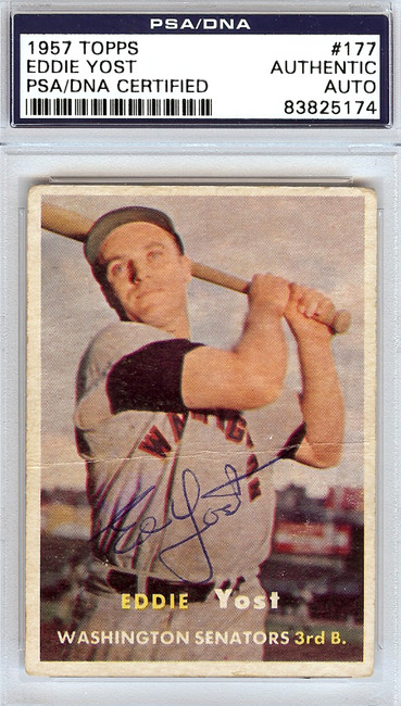 Eddie Yost Autographed 1957 Topps Card #177 Washington Senators PSA/DNA #83825174