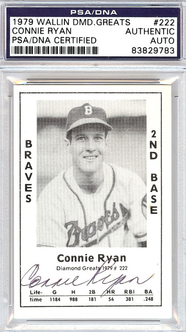 Connie Ryan Autographed 1979 Diamond Greats Card #222 Braves PSA/DNA #83829783