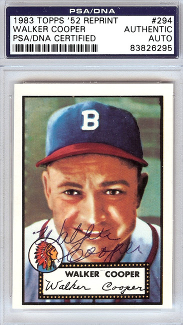 Walker Cooper Autographed 1952 Topps Reprint Card #294 Boston Braves PSA/DNA #83826295