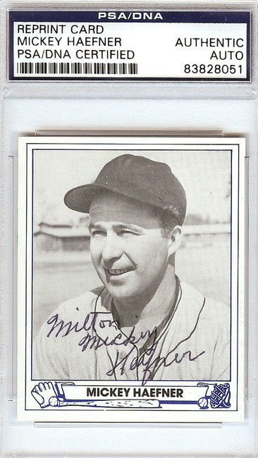 Mickey Haefner Autographed 1944 Play Ball Reprint Card #22 Washington Senators PSA/DNA #83828051