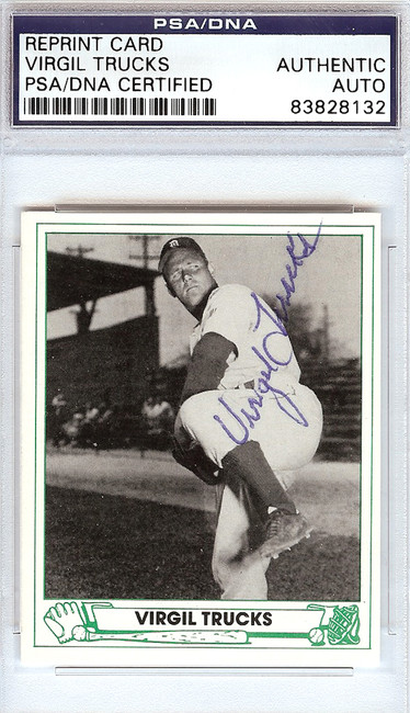 Virgil Trucks Autographed 1946 Play Ball Reprint Card #6 Detroit Tigers PSA/DNA #83828132