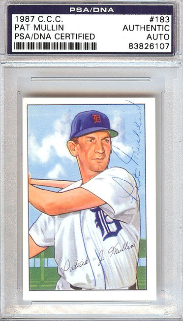 Pat Mullin Autographed 1952 Bowman Reprints Card #183 Detroit Tigers PSA/DNA #83826107
