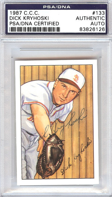 Dick Kryhoski Autographed 1952 Bowman Reprints Card #133 St. Louis Browns PSA/DNA #83826126