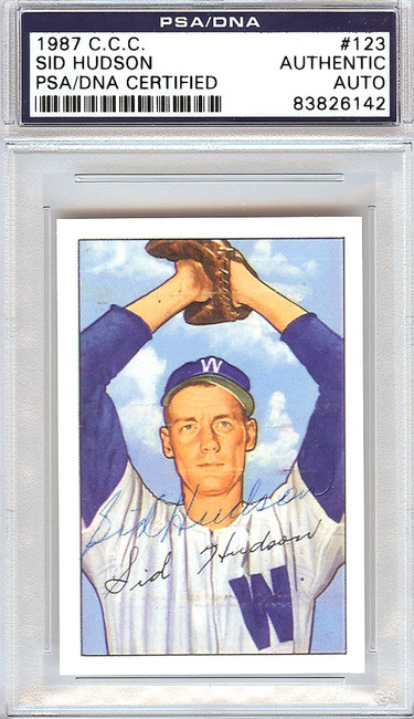 Sid Hudson Autographed 1952 Bowman Reprints Card #123 Washington Senators PSA/DNA #83826142
