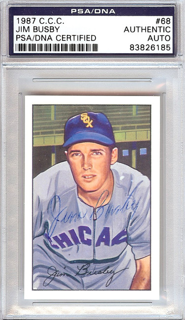 Jim Busby Autographed 1952 Bowman Reprints Card #68 Chicago White Sox PSA/DNA #83826185