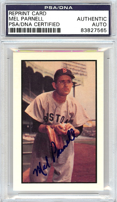 Mel Parnell Autographed 1953 Bowman Reprint Card #66 Boston Red Sox PSA/DNA #83827565