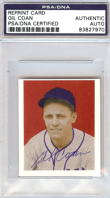 Gil Coan Autographed 1949 Bowman Reprint Card #90 Washington Senators PSA/DNA #83827970