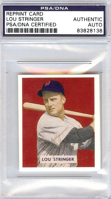 Lou Stringer Autographed 1949 Bowman Reprints Card #183 Boston Red Sox PSA/DNA #83828138