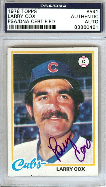 Larry Cox Autographed 1978 Topps Card #541 Chicago Cubs PSA/DNA #83860461