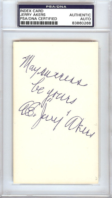 Albert Earl "Jerry" Akers Autographed 3x5 Index Card Washington Senators PSA/DNA #83860268
