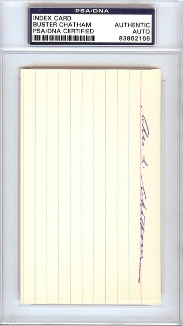 Charles L. "Buster" Chatham Autographed 3x5 Index Card Boston Braves PSA/DNA #83862166