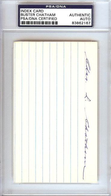 Charles L. "Buster" Chatham Autographed 3x5 Index Card Boston Braves PSA/DNA #83862167