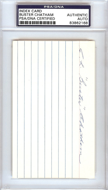 Charles L. "Buster" Chatham Autographed 3x5 Index Card Boston Braves PSA/DNA #83862168
