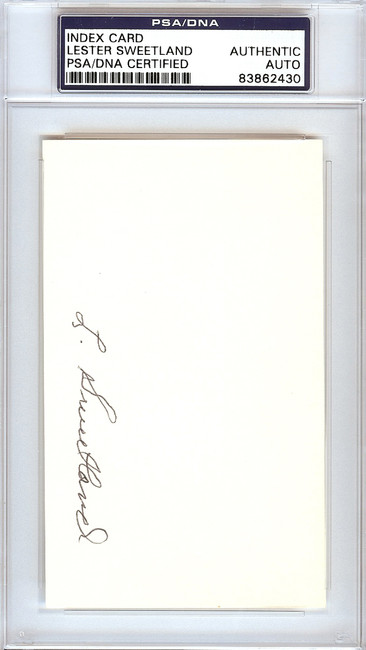 Lester "Les" Sweetland Autographed 3x5 Index Card Philadelphia Phillies PSA/DNA #83862430