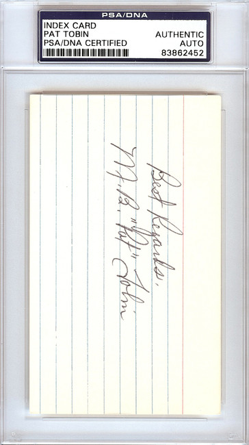 Marion Brooks M.B. "Pat" Tobin Autographed 3x5 Index Card Philadelphia A's PSA/DNA #83862452
