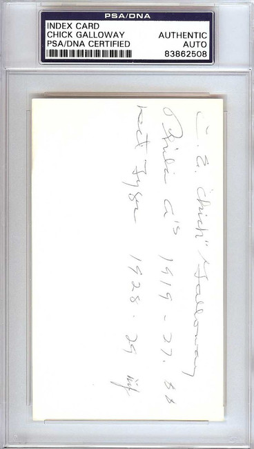Clarence Edward C.E. "Chick" Galloway Autographed 3x5 Index Card Detroit Tigers, Philadelphia A's PSA/DNA #83862508
