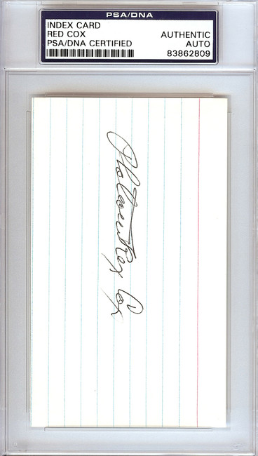 Plateau Red Cox Autographed 3x5 Index Card Boston Red Sox, Detroit Tigers PSA/DNA #83862809