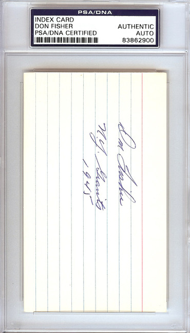 Don Fisher Autographed 3x5 Index Card New York Giants "N.Y. Giants 1945" PSA/DNA #83862900